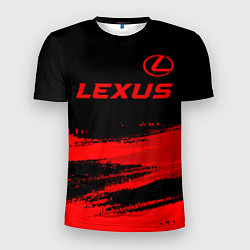 Мужская спорт-футболка Lexus - red gradient посередине