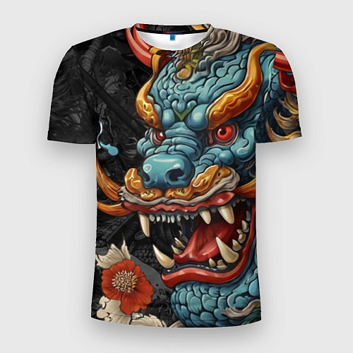 Мужская спорт-футболка Дракон в стиле японской татуировки ирезуми / 3D-принт – фото 1