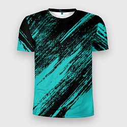 Мужская спорт-футболка The color is black and light blue