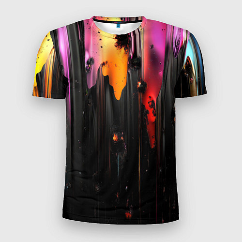 Мужская спорт-футболка Разноцветная рельефная краска текстура / 3D-принт – фото 1