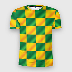 Мужская спорт-футболка Желтый и зеленый геометрический паттерн