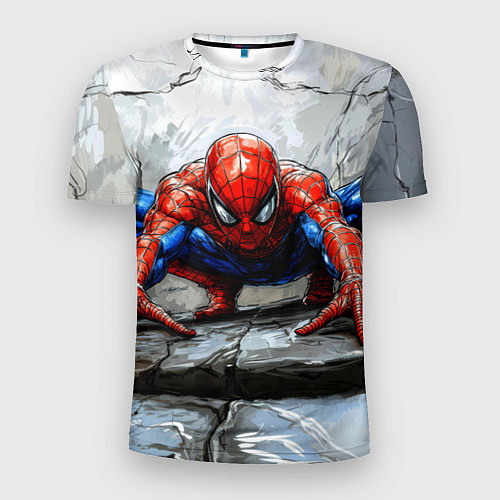 Мужская спорт-футболка Человек-паук палзет на стене / 3D-принт – фото 1