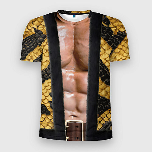 Мужская спорт-футболка Накаченное мужское тело в змеином наряде / 3D-принт – фото 1