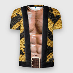 Мужская спорт-футболка Накаченное мужское тело в змеином наряде