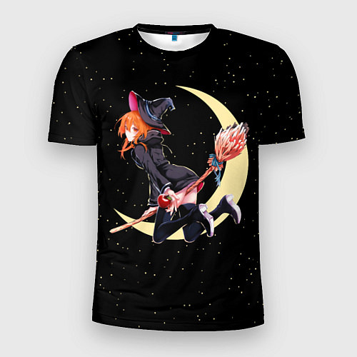 Мужская спорт-футболка Ведьма с яблоком летит на метле / 3D-принт – фото 1