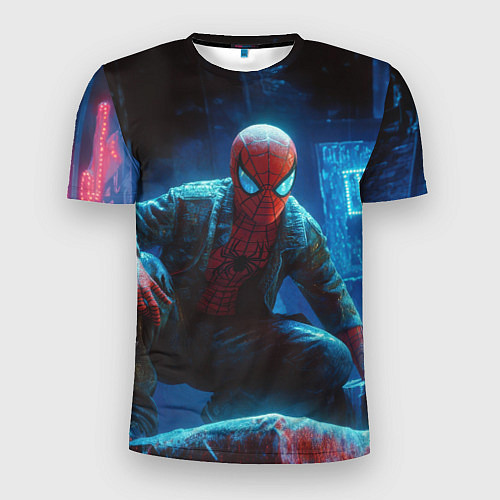 Мужская спорт-футболка Человек паук сидя / 3D-принт – фото 1