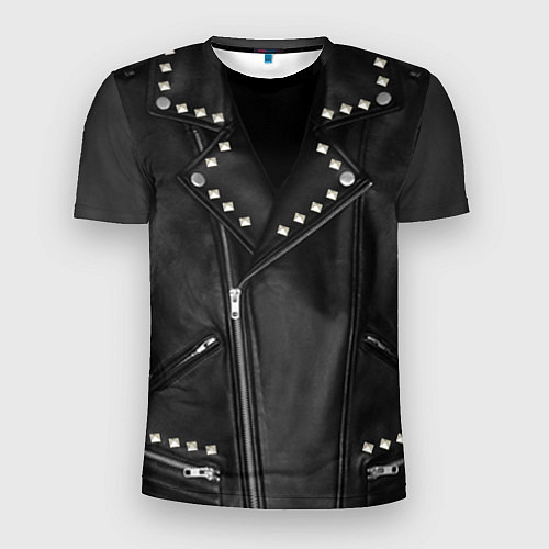 Мужская спорт-футболка Кожаная косуха с клепками / 3D-принт – фото 1