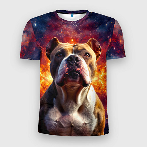 Мужская спорт-футболка Американский булль в космосе / 3D-принт – фото 1