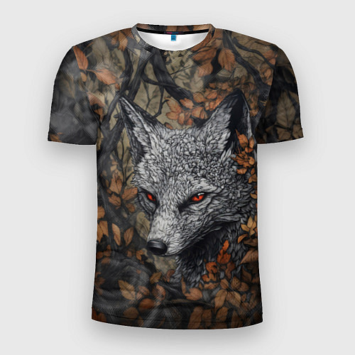 Мужская спорт-футболка Хищный серый лис / 3D-принт – фото 1