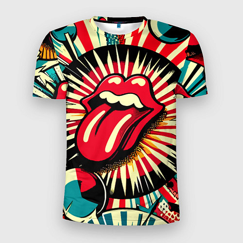 Мужская спорт-футболка Logo of the Rolling Stones - pop art / 3D-принт – фото 1