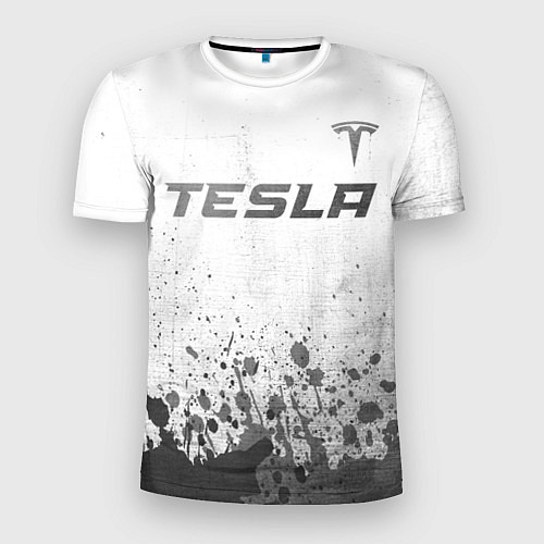 Мужская спорт-футболка Tesla - white gradient посередине / 3D-принт – фото 1