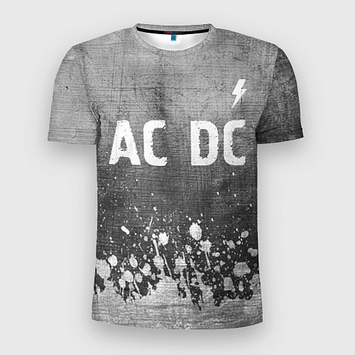 Мужская спорт-футболка AC DC - grey gradient посередине / 3D-принт – фото 1