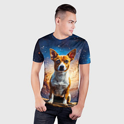 Футболка спортивная мужская Басенджи в космосе, цвет: 3D-принт — фото 2