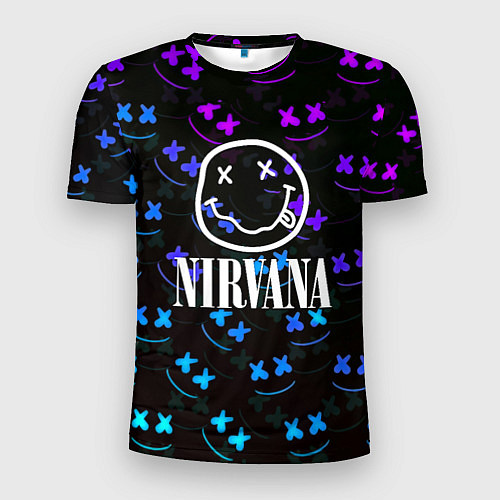 Мужская спорт-футболка Nirvana x marshmello neon / 3D-принт – фото 1