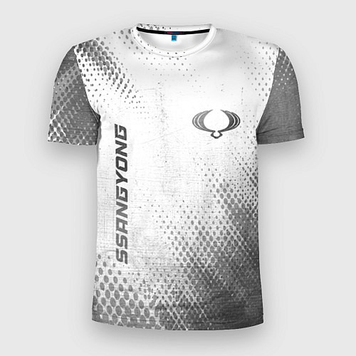 Мужская спорт-футболка SsangYong - white gradient вертикально / 3D-принт – фото 1