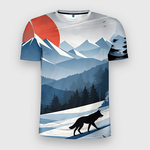 Мужская спорт-футболка Лиса в горах / 3D-принт – фото 1