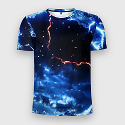 Футболка спортивная мужская Звезды и молнии в разломе плит, цвет: 3D-принт