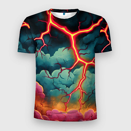 Мужская спорт-футболка Молнии в виде разлома / 3D-принт – фото 1