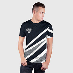 Футболка спортивная мужская Герб России тёмно-синий с белым, цвет: 3D-принт — фото 2