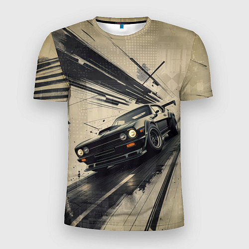 Мужская спорт-футболка Автомобиль для уличной гонки / 3D-принт – фото 1