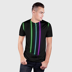 Футболка спортивная мужская Neon stripes, цвет: 3D-принт — фото 2