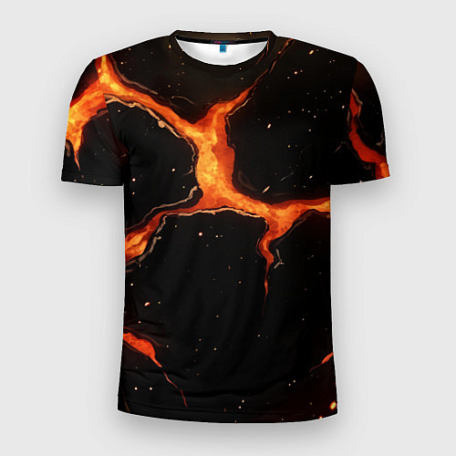 Мужская спорт-футболка Оранжевый разлом на черной текстуре / 3D-принт – фото 1