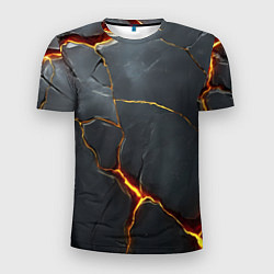 Футболка спортивная мужская Серая текстура с золотым изломом, цвет: 3D-принт