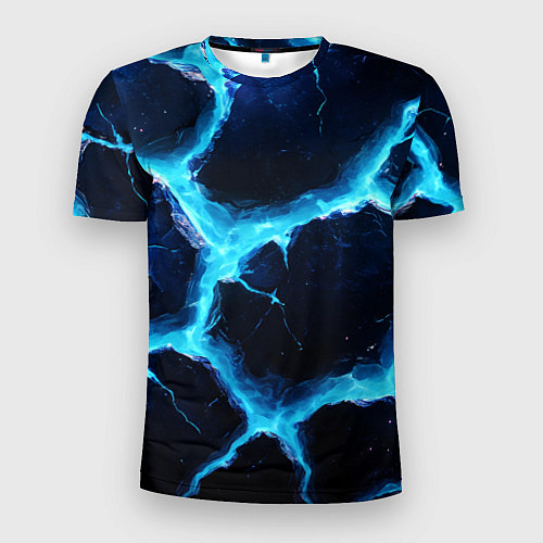 Мужская спорт-футболка Голубая потертая текстура с разломом / 3D-принт – фото 1