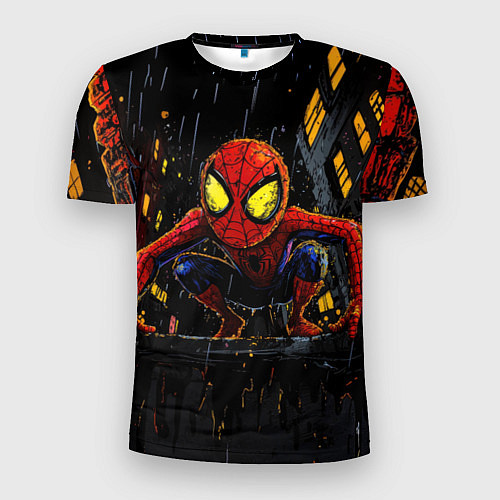 Мужская спорт-футболка Маленький человек-паук с желтыми глазами / 3D-принт – фото 1