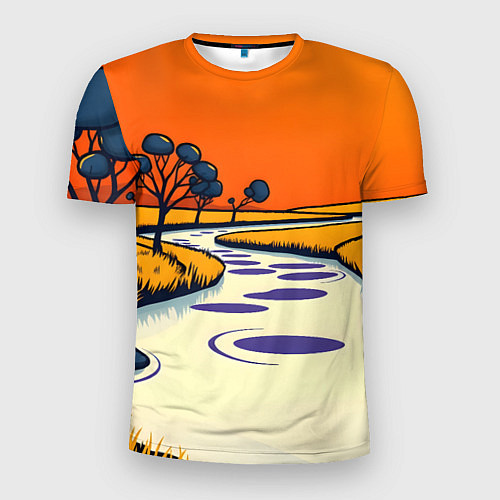Мужская спорт-футболка Арт с фантастическим пейзажем / 3D-принт – фото 1