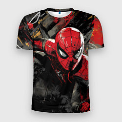 Футболка спортивная мужская Человек-паук и красная краска, цвет: 3D-принт