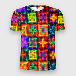 Мужская спорт-футболка Неоновое стекло абстракция