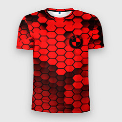 Футболка спортивная мужская BMW карбоновая абстракция, цвет: 3D-принт