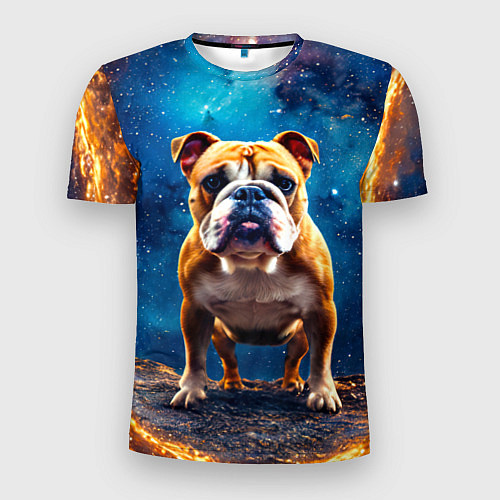 Мужская спорт-футболка Бульдог в космосе / 3D-принт – фото 1