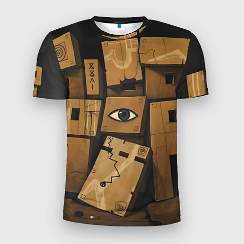 Мужская спорт-футболка Коробки и глаз / 3D-принт – фото 1