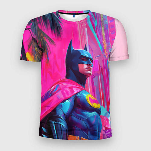 Мужская спорт-футболка Бэтмен в розовом стиле / 3D-принт – фото 1