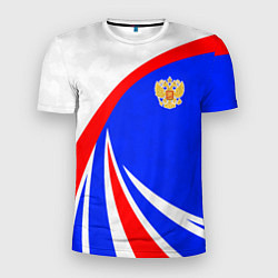 Футболка спортивная мужская Герб России - цвета флага, цвет: 3D-принт