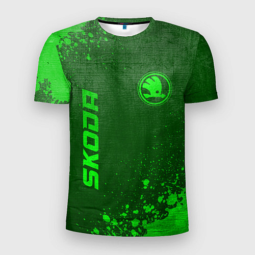 Мужская спорт-футболка Skoda - green gradient вертикально / 3D-принт – фото 1
