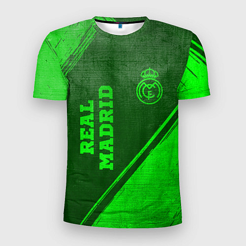 Мужская спорт-футболка Real Madrid - green gradient вертикально / 3D-принт – фото 1