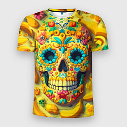 Футболка спортивная мужская Красочный летний паттерн с черепом - нейроарт, цвет: 3D-принт