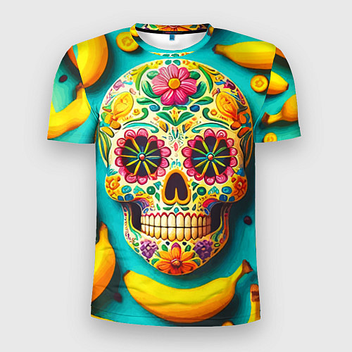 Мужская спорт-футболка Череп и бананы - летняя композиция / 3D-принт – фото 1