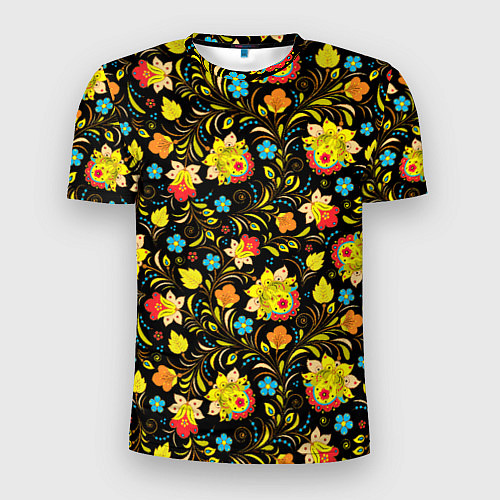 Мужская спорт-футболка Хохлома цветы / 3D-принт – фото 1