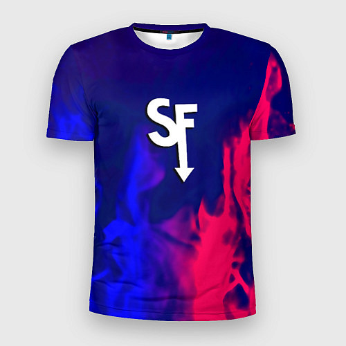 Мужская спорт-футболка Sally face neon flame / 3D-принт – фото 1
