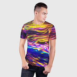 Футболка спортивная мужская Неоновые полосы текстура, цвет: 3D-принт — фото 2