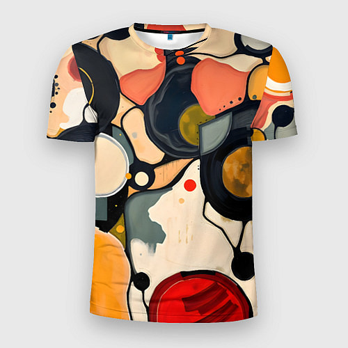 Мужская спорт-футболка Абстракция с кругами и краской / 3D-принт – фото 1