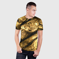 Футболка спортивная мужская Золото с черной текстурой, цвет: 3D-принт — фото 2