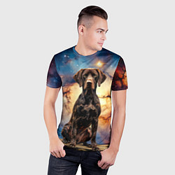 Футболка спортивная мужская Курцхаар и космос, цвет: 3D-принт — фото 2