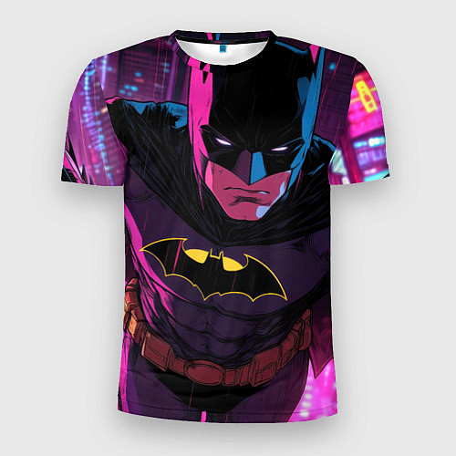 Мужская спорт-футболка Бэтмен в фиолетовом свете / 3D-принт – фото 1