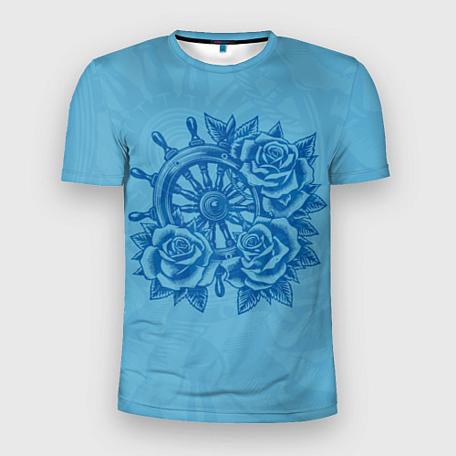 Мужская спорт-футболка Штурвал и три розы / 3D-принт – фото 1