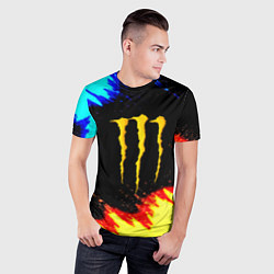 Футболка спортивная мужская Monster energy огненные краски, цвет: 3D-принт — фото 2